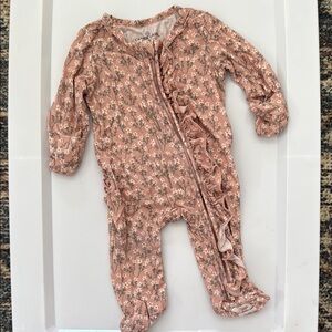 CADEN LANE Pink Floral Kids One Piece with ruffles
